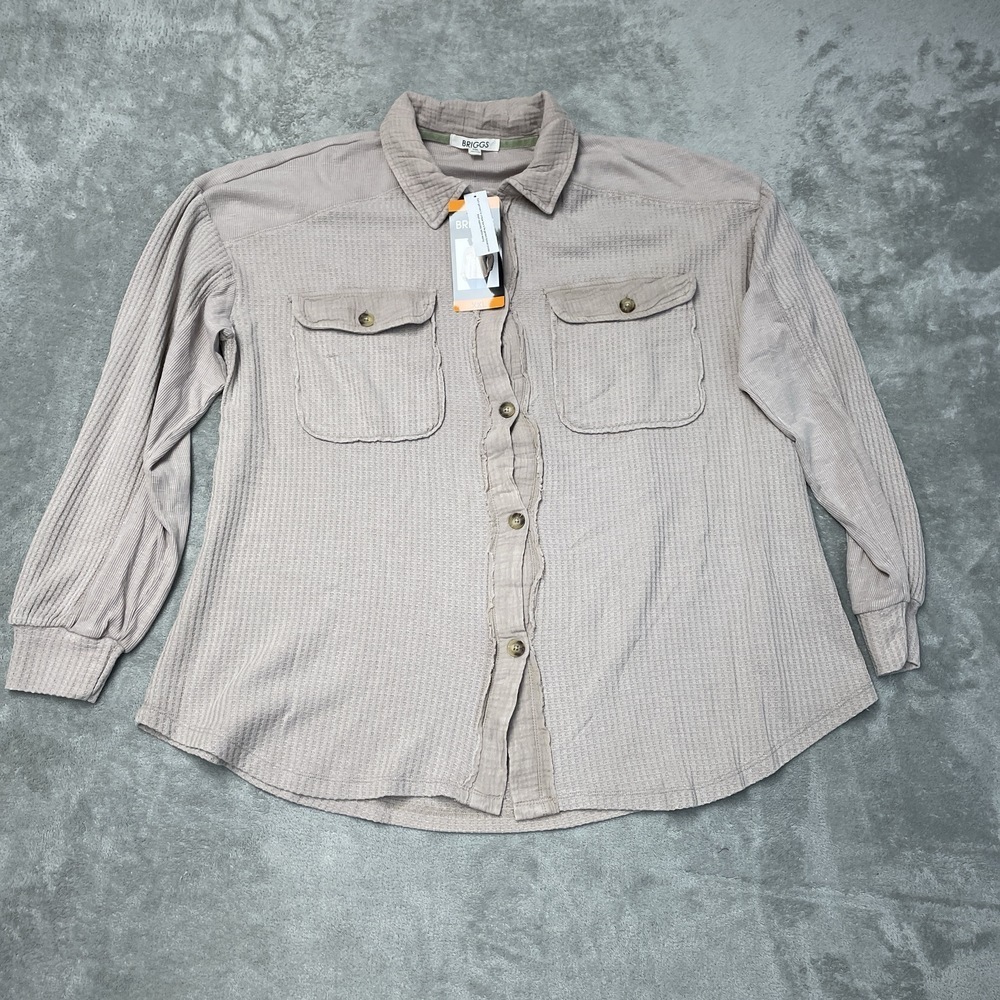 Briggs Women's XXL Blouse Tan Cotton Blend H0198 - Picture 2 of 16